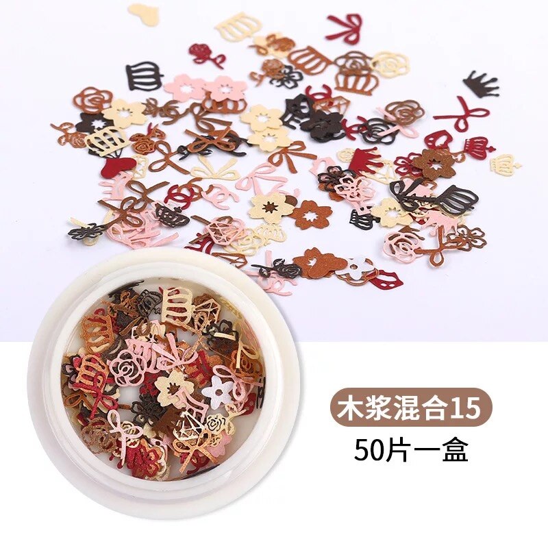 Neglekunst dekorationer negletilbehør tusindfryd blomster og blade blandet neglepasta ultra tynd neglefiner 3 dnail art 1 æske: 15