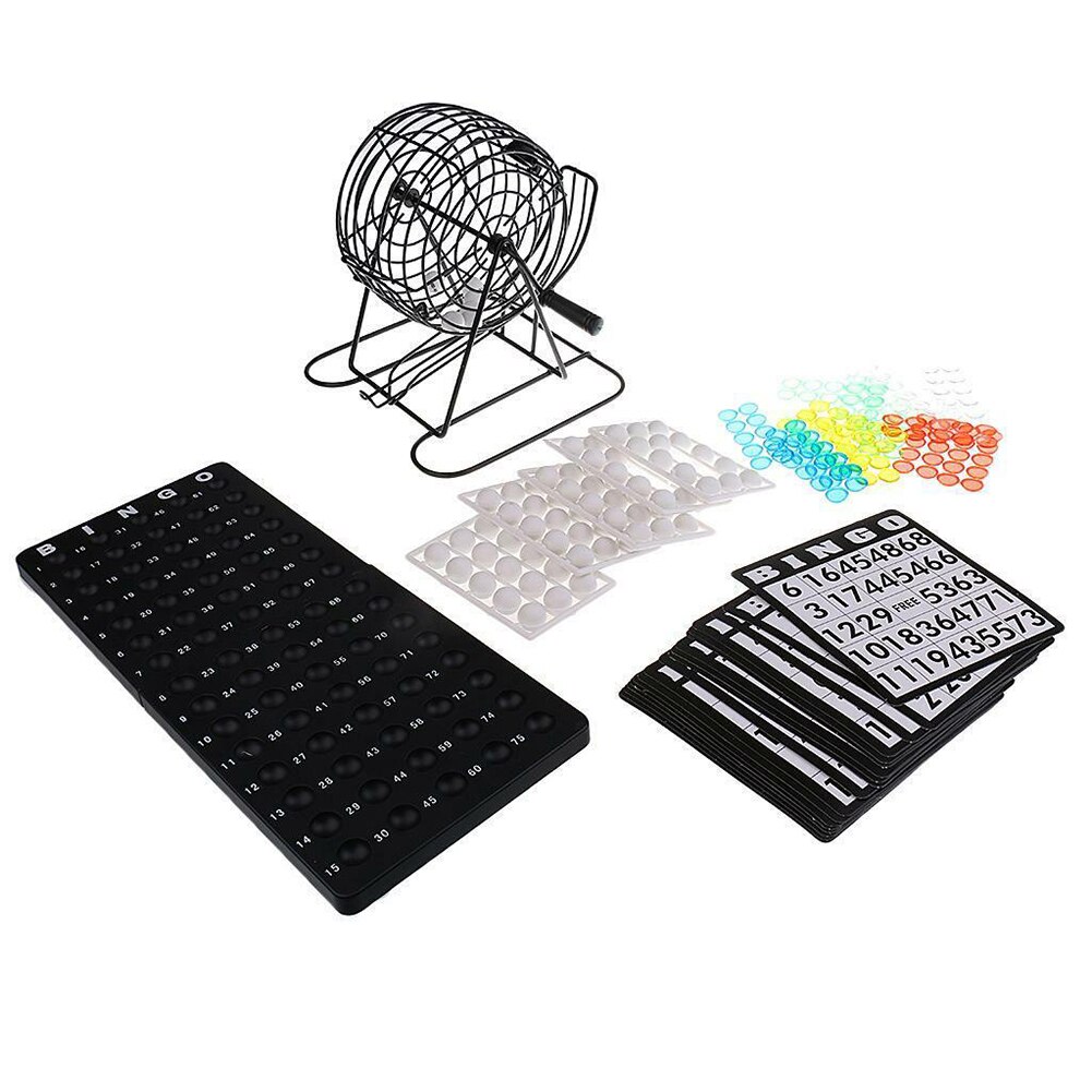 Divertido juguete para de Bingo para adultos, juego de Mini con bolas, cartas, caja de Metal, juego de máquina de lotería, familia, tipo Manual, para casa