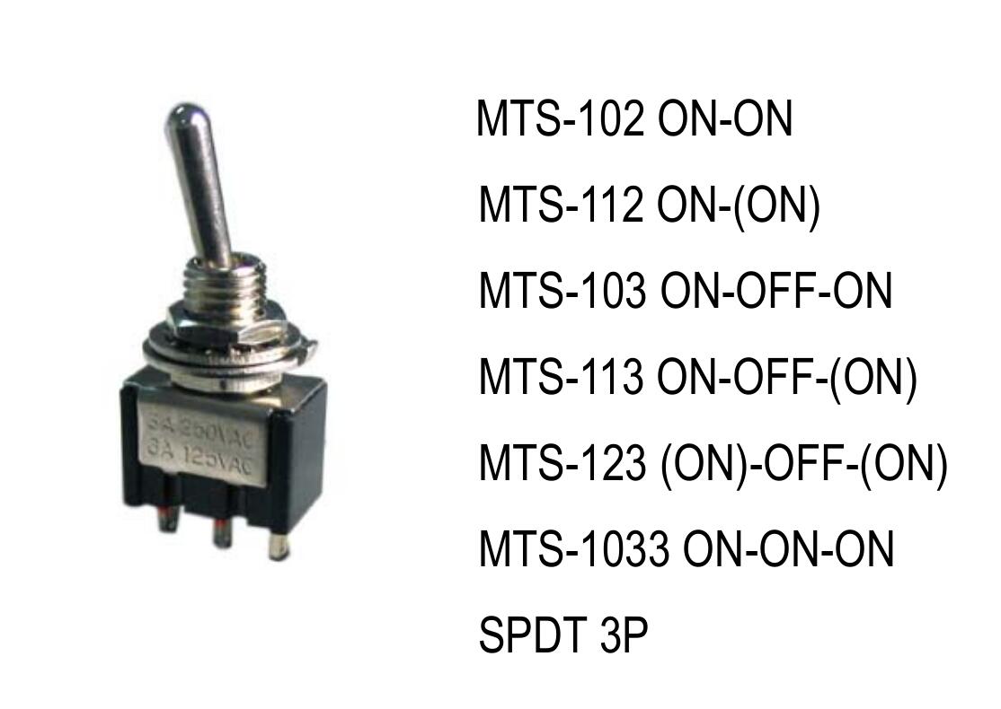 5 stk mts -102 3 pin 2 filer spdt on-on mini vippekontakt 6a 125 vac mini kontakter