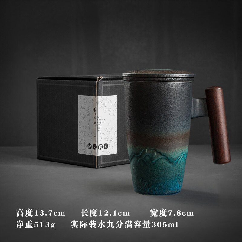 Keramisk filter te kop håndlavet krus kontor tekop med låg blå kopper og krus dehua skønhedsglaseret retro kop kaffe