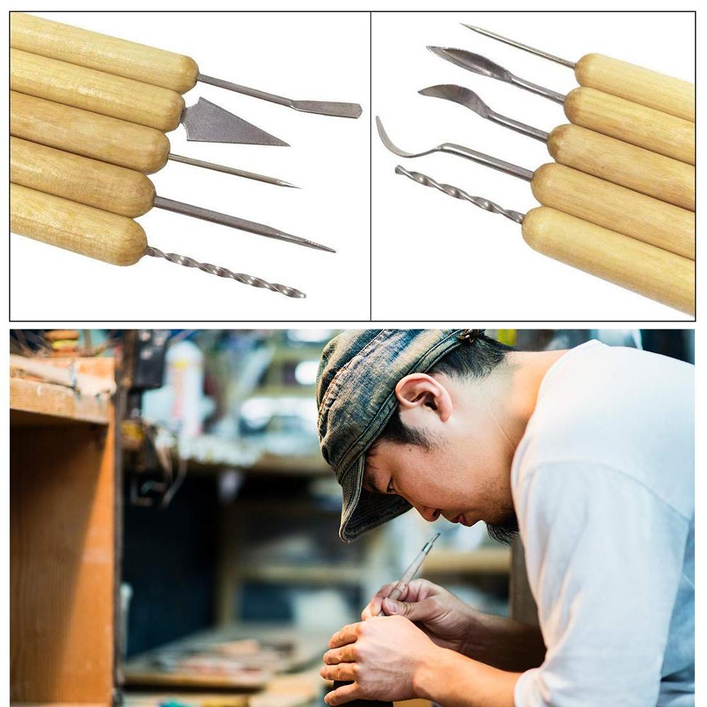 14 Pcs/Pack Pottery Clay Sculpting Wax Carving Pottery Tools Set with Canvas Cases Polymer Ceramic Modeling Kit Art Crafts