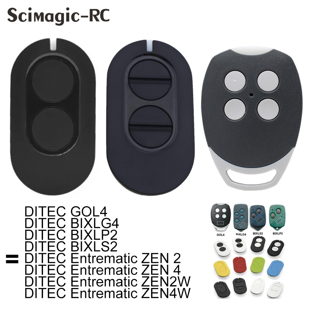 DITEC Entrematic ZEN2 ZEN4 ZEN2W ZEN4W Garage Door Remote Control DITEC GOL4 BIXLG4 BIXLP2 BIXLS2 433.92MHz Rolling Code