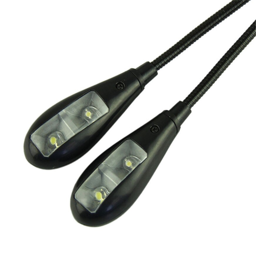 Dobbelpolet ledet leselys 4 lysdioder justerbar svanehals klips på ledet lampe til notestativ boklesing og piano laptop les d