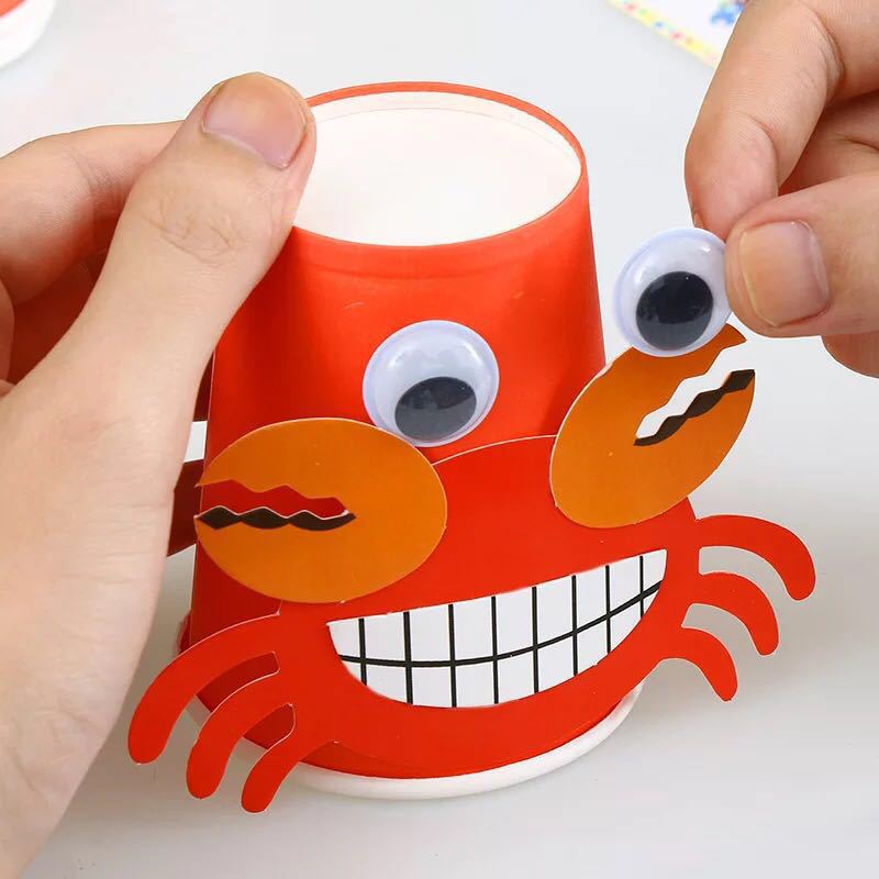 12pcs/set Kids Animals DIY handmade paper cups sticker material kit Children kindergarten school art craft Educational toys ZXH