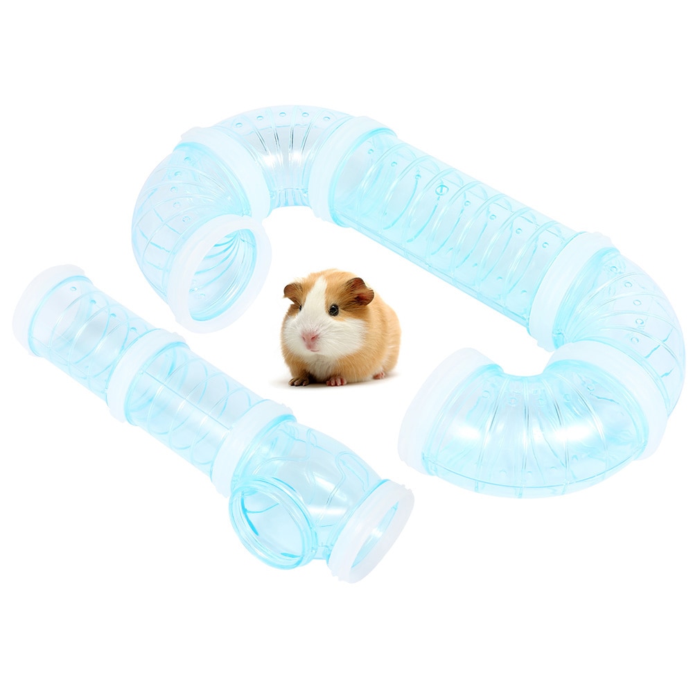 Accessoires de Cage d'exercice de Tube de raccords de Tunnel de Pipeline de bricolage externe de Hamster de jouets pour animaux de compagnie bleu et blanc