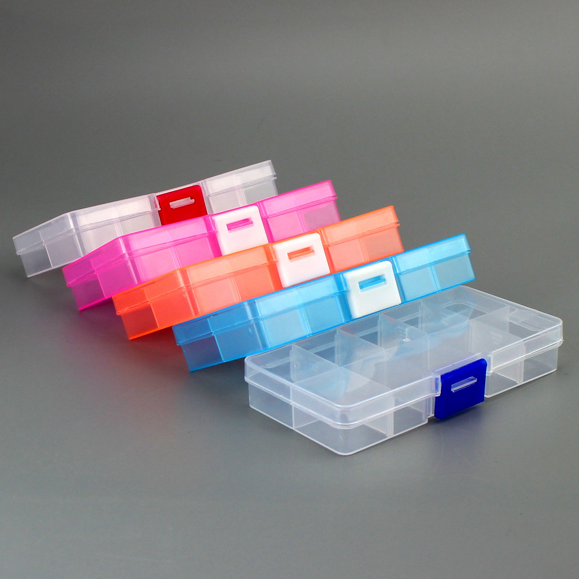 10 Slots Cellen Kleurrijke Draagbare Sieraden Tool Opbergdoos Container Ring Elektronische Onderdelen Schroef Kralen Organizer Plastic Doos