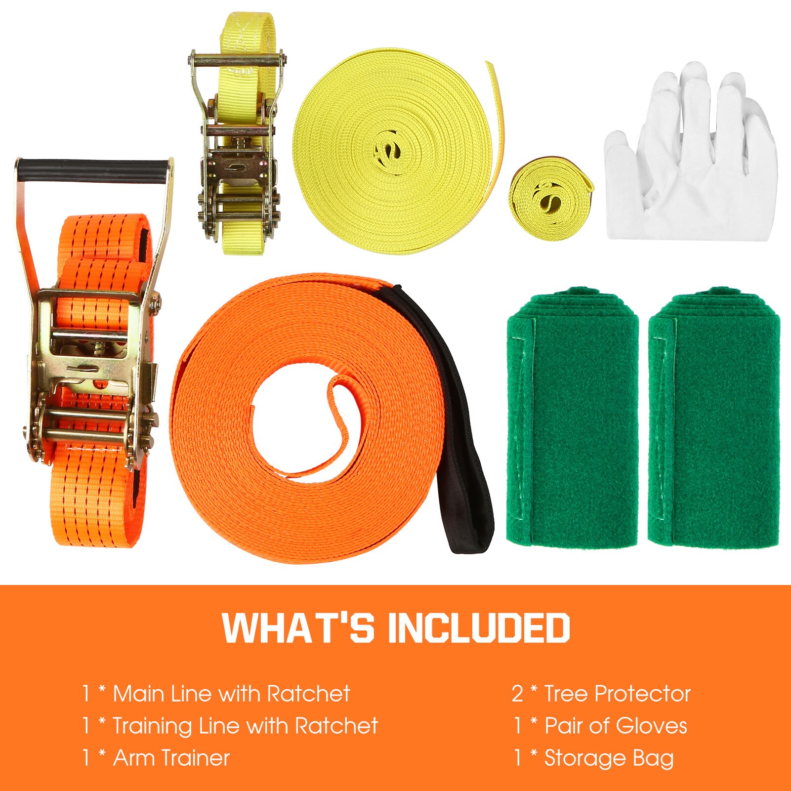 49ft Slackline Kit Met Training Lijn Arm Trainer Boom Protectors Ratchet Werk Handschoenen En Draagtas Achtertuin Voor Volwassenen Kids