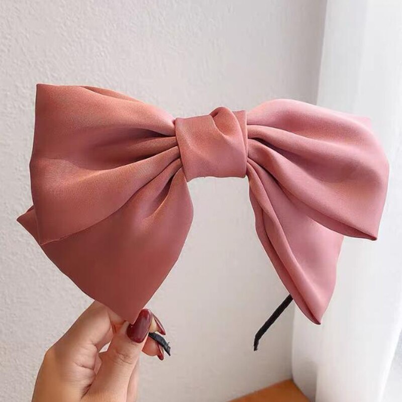 Mode Meisjes Haarbanden Big Bows Hair Lint Vrouwen Satijnen Haarband Paardenstaart Leuke Hoofdbanden Haar Accessoires Voor Dagelijks: Roze