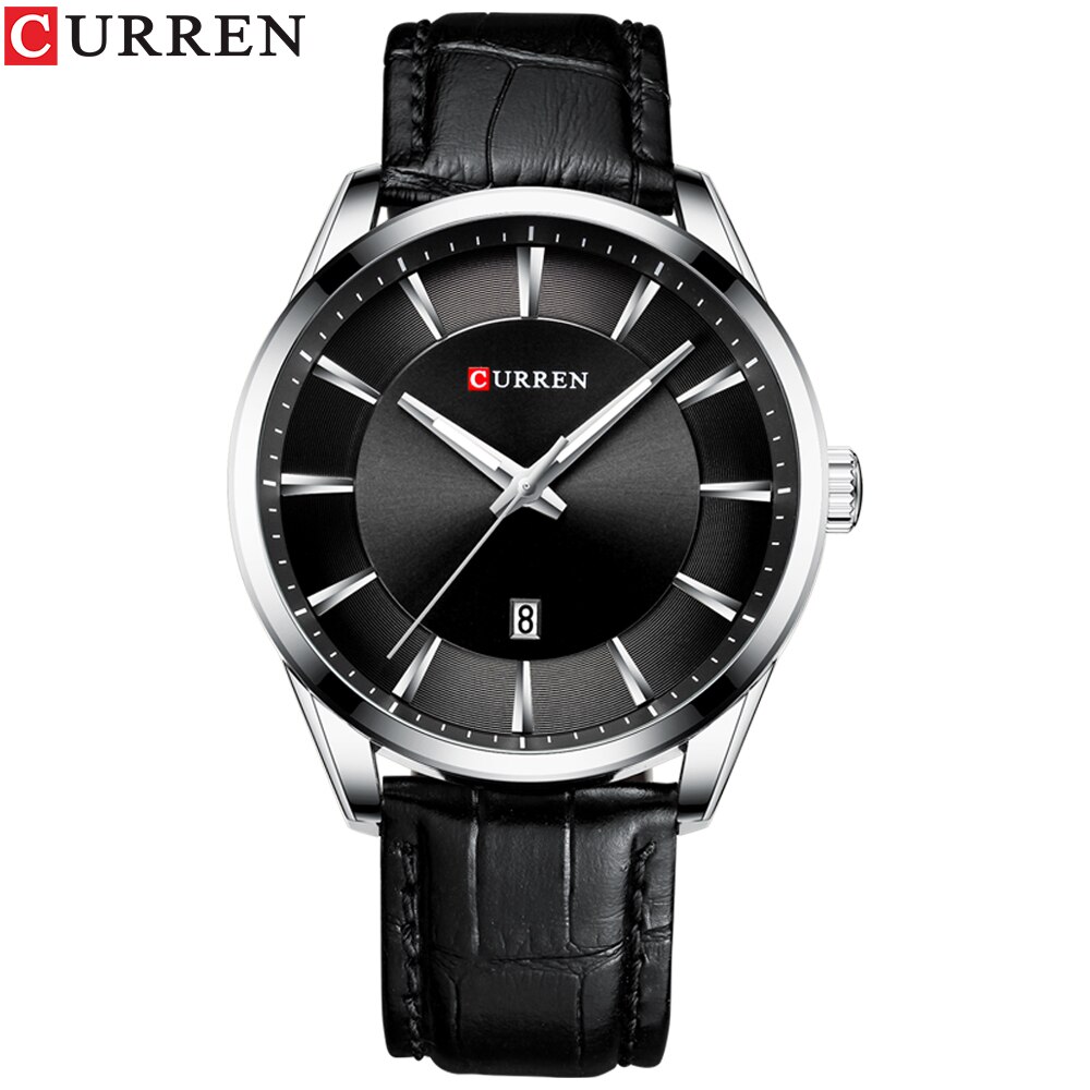 Casual Horloges Klok Curren Mannen Luxe Horloge Eenvoudige Quartz Horloge Met Lederen Mannelijke Horloges Zwart: black watch