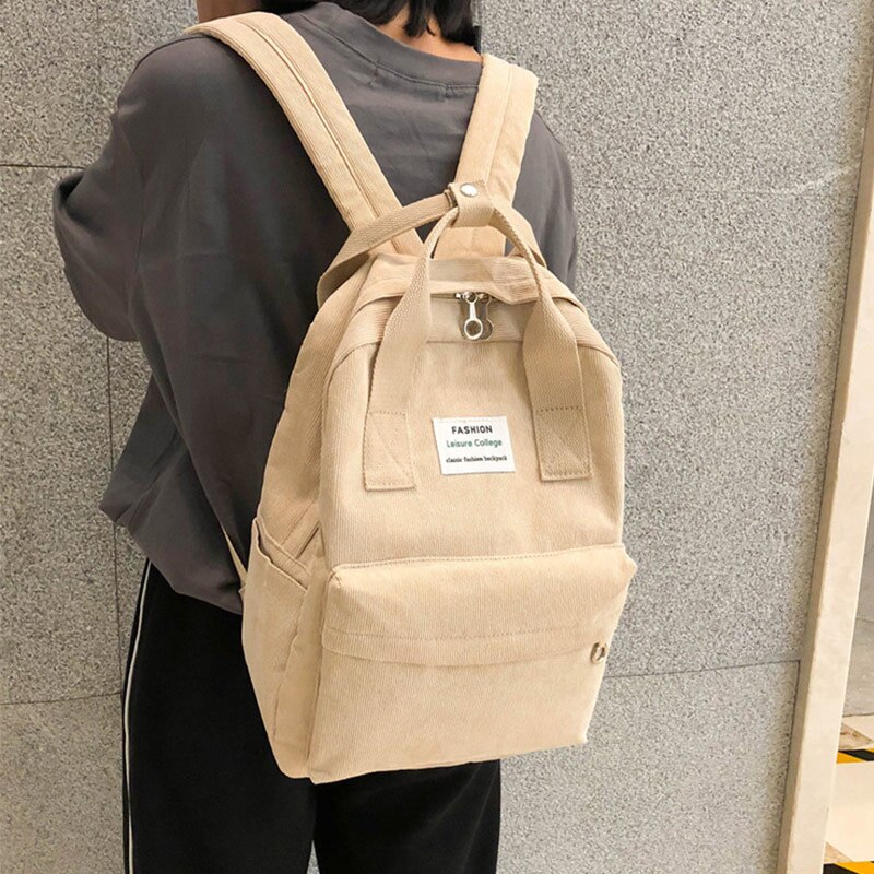 Corduroy Canvas Rugzak Voor Vrouwen College School Bagpack Harajuku Mode Reizen Schouder Boek Tassen Voor Tienermeisjes
