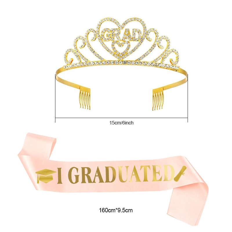 2024 Gegradueerde Satijnen Sjerp Glitter Kroon Voor Afstudeerfeest Decoratie Ballonnen Fotocabine Rekwisieten Bachelor Graduate Benodigdheden