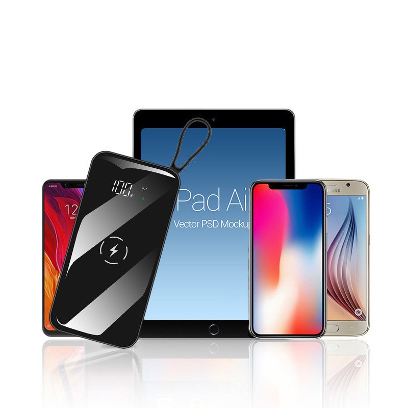 QI Wireless Power Bank 30000mAh Große Kapazität Externe Batterie Tragbare Telefon USB Power LCD Digital Display Ladegerät