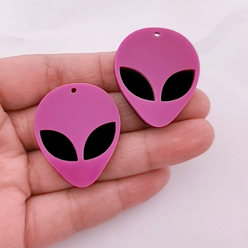 10 stücke Acryl Harz Nette UFO Außerirdischer Kopf Anhänger Für Halskette Armbinde Frauen Schmuck DIY Machen Reize: Violett