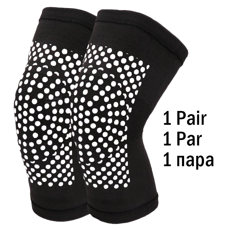 1 Pair Self Heating Knee Pads Magnetic Therapy Pain Relief from Arthritis Brace Support Fitness Kneepad Dot Matrix Heater: black / L