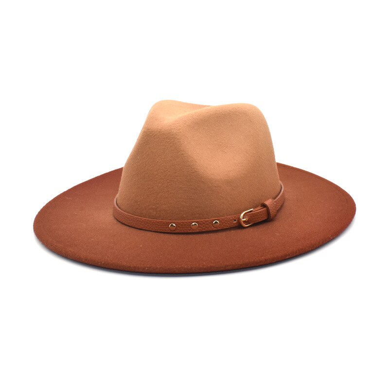 Sombrero de lana de Color degradado para mujer, sombrero Fedora para exteriores, otoño, invierno, cálido, sombrero, Jazz de Panamá: 8