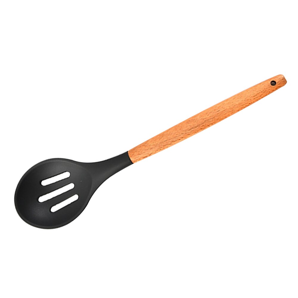Accessories Gadgets Wooden Handle Tool Non Stick Kitchen Spatula Spoon Baking Cooking Utensil Practical Colander Cookware Shovel: Colander Spoon