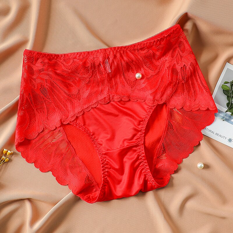 Sexy Lace Panties Women Underwear High Waist Body Slimming Nylon Panty Ladies Lingerie Female Seamless Grils Briefs Underpants: Red / 2pcs