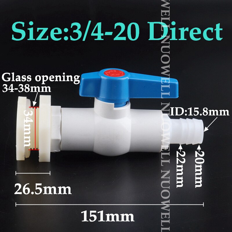 1Set 1/2 &quot;3/4 4-25Mm Aquarium Pagode Connector Combinatie Valve Aquarium Afvoer Joint Aquarium slang Drainage Accessoires: 3l4-20