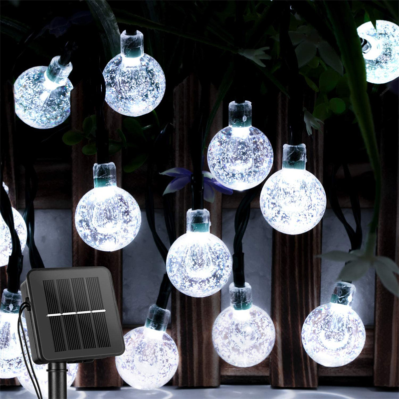 Solcelledrevne lyslenker utendørs  ip65 vanntette 60 led-lys med 8 moduser krystallkule julelys til hage, plen, veranda, dekor, camping: Oransje / 0-5w