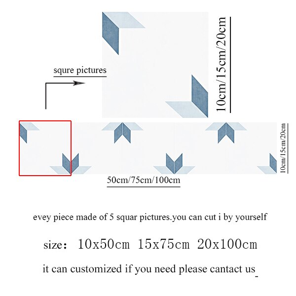 Mediterranean Blue Tile Floor Sticker PVC Bathroom Kitchen Waterproof Wall Sticker Home Decor TV Sofa Wall Art Mural: 3 / 10x50cm