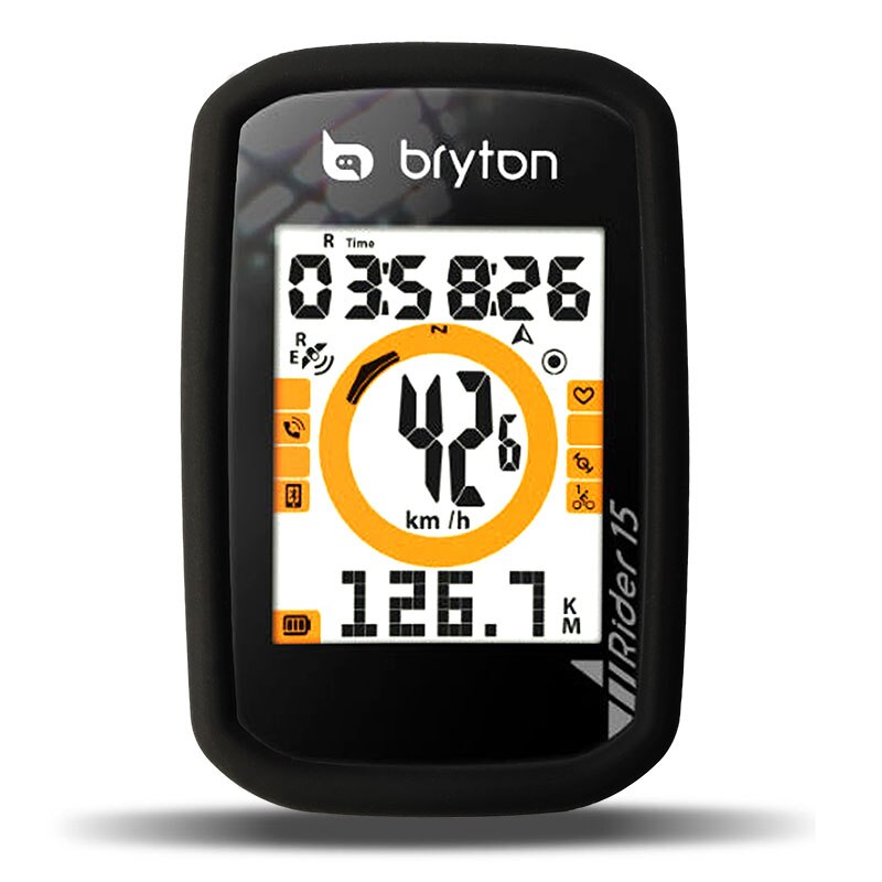 Cykelcykling  r15 computer stopur silikone gummi beskyttelsesetui smart cover med lcd-skærmfilm til bryton rider 15: Sort kasse og film
