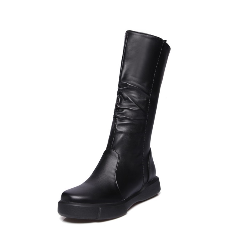 Egonery pluche winter lente halfhoge laarzen voor dames ronde neus europese rits zwart wit merk schoenen voor dames sneeuwlaarzen