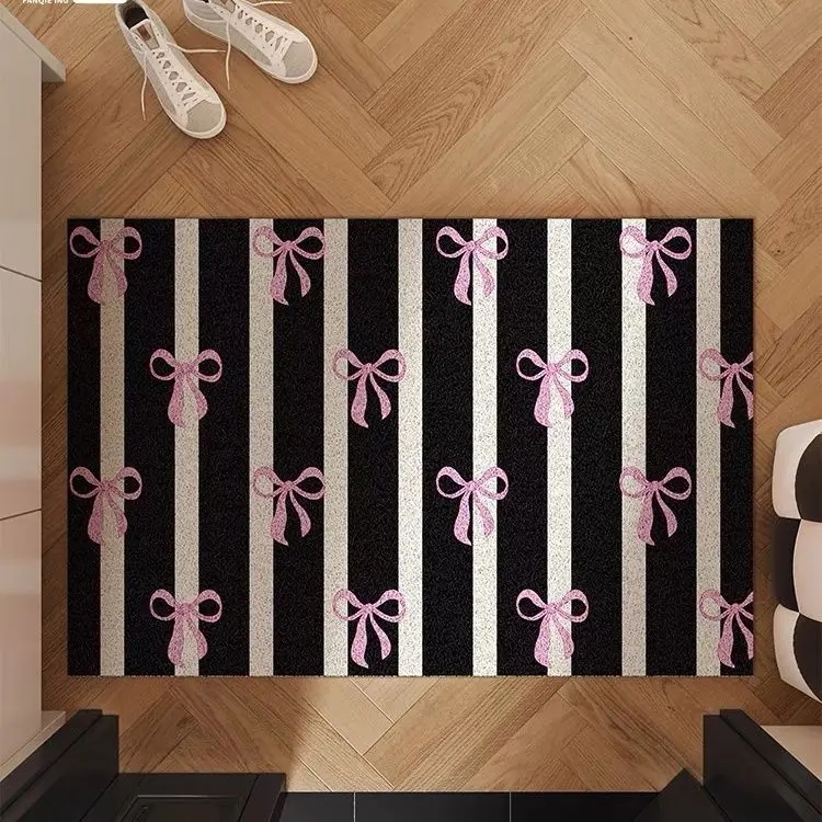 Bow Striped Carpet Girls Room Decoration Coil Rug Bedroom Decoration Simple Generous Bathroom Kitchen Balcony Anti Slip Mat: 40x120cm / Yellow
