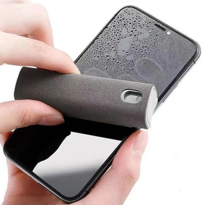Limpiador de pantalla de microfibra 2 en 1, botella pulverizadora para teléfono móvil, Ipad, ordenador, paño de microfibra, toallitas para limpieza de gafas de Iphone