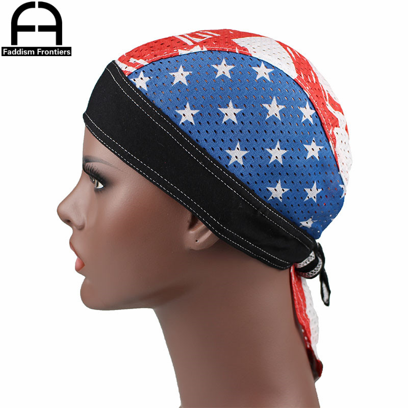 Summer Men's Mesh Durags Turban Bandanas Print Durag Breathable Doo Rag Headwear Hair Accessories Du Rag: Blue