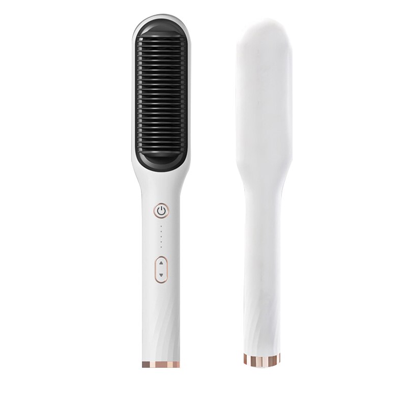 Hair Straightener Comb Straightener Dryer and Straightening Brush Iron Beard Electric Comb: white / EU