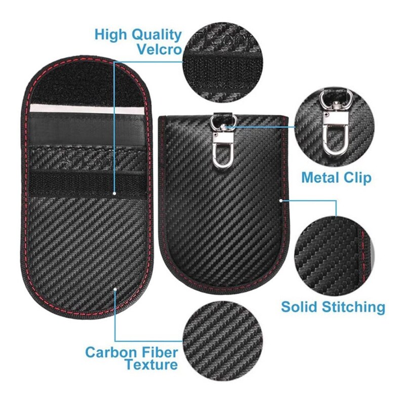 Car Key Carbon Fiber Case Security Protection Pouch Faraday Bag Key Fob Bags Car Key Signal Blocking Car RFID Anti-Theft Pouch