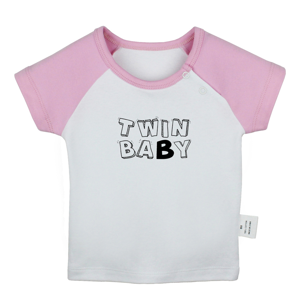 Idzn Zomer Twins Baby B Fun Art Gedrukt Baby Jongens T-shirts Leuke Baby Meisjes Korte Mouw T-shirt Pasgeboren katoenen Tops Kleding: BabyCP7729D / 18-24M