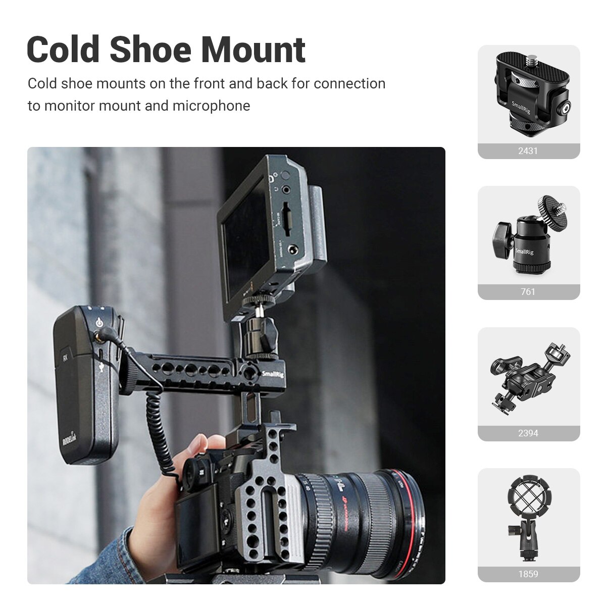 Smallrig Nato Handgreep Nato Klem Handvat Met Schroefdraad Gaten Koud Schoen Mounts Voor Dslr Camera Kooien-1955