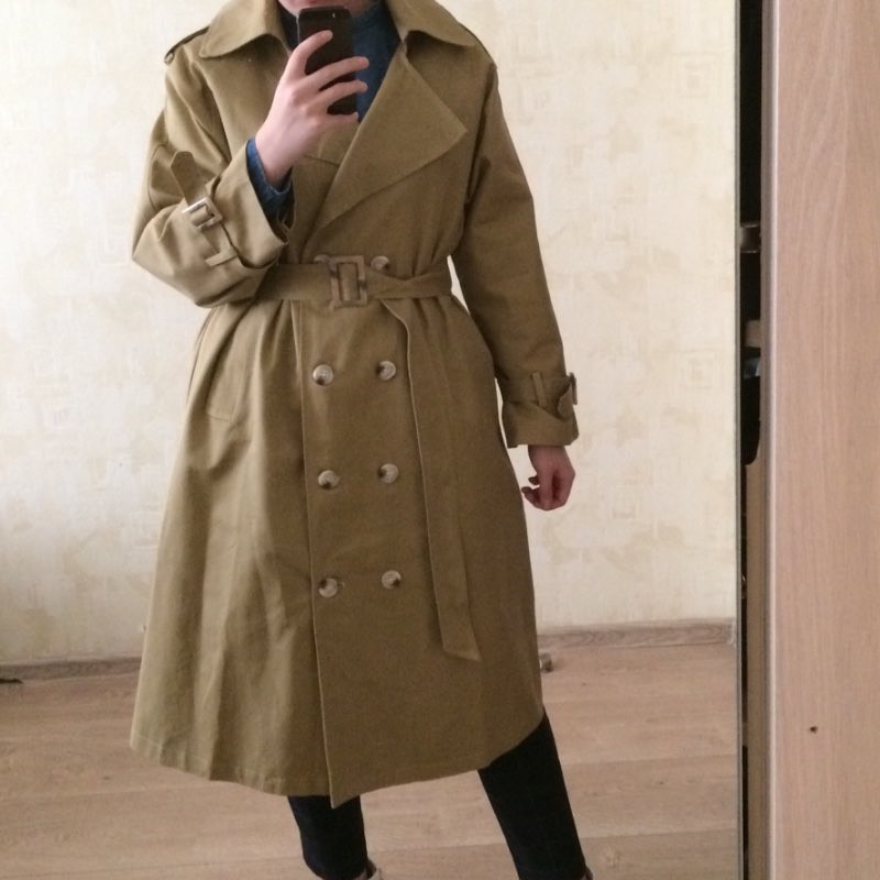 Koreansk stil lös kvinnor långa trench ytterkläder kvinnlig vintage ren bomull vindjacka