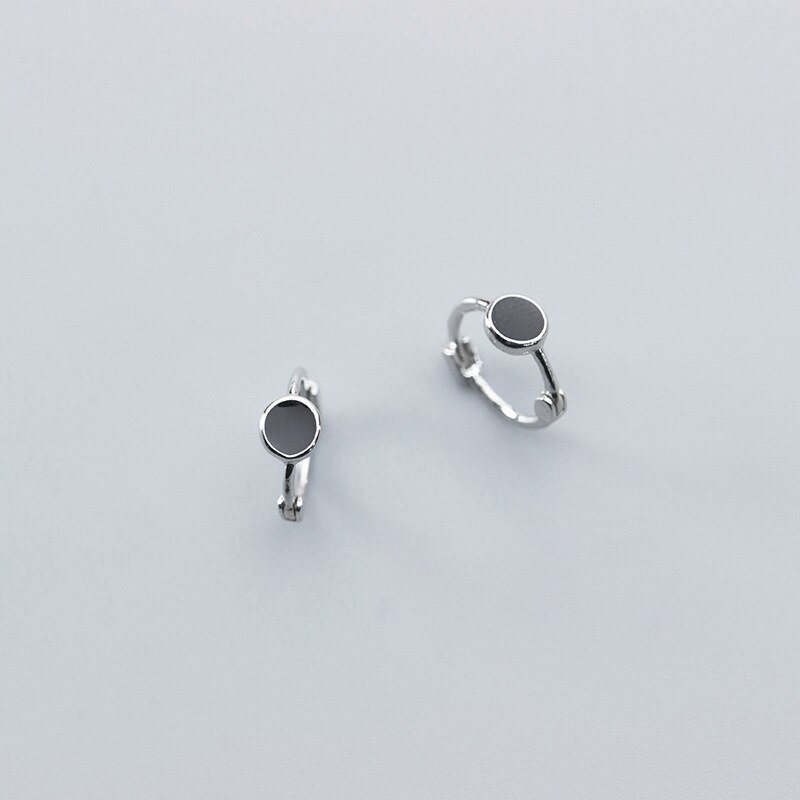 Zilver Kleine Hoepel Oorbellen Voor Vrouwen 925 Sterling Zilver Zwart Ronde Cirkel Oorbellen Oorbellen Voor Meisjes Kids