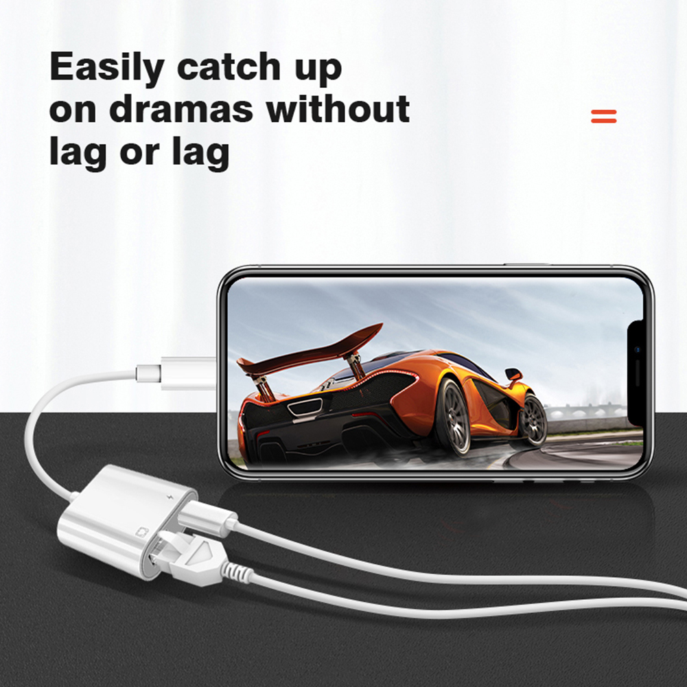 Byscoon Lightning zu RJ45 Ethernet OTG Adapter LAN Kabelgebundenes Netzwerkkabel/Hub mit Ladeanschluss für iPhone 14 13 12 11 Pro Max