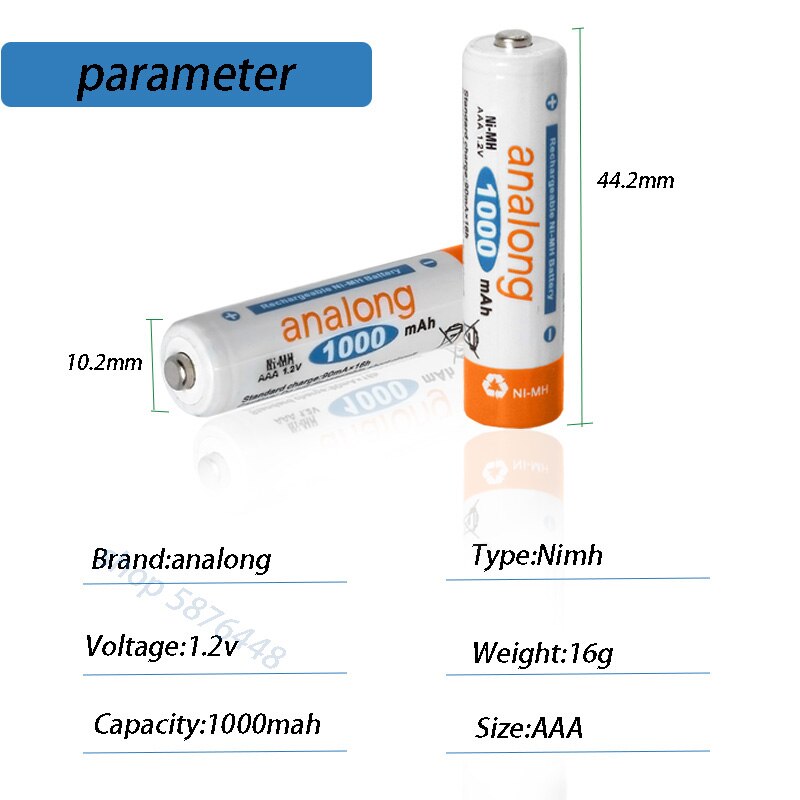 Analong 3A Aaa Oplaadbare Batterij 1000Mah 1.2V Aaa Nimh Oplaadbare Batterijen Bateria Bateris 3A Batterij