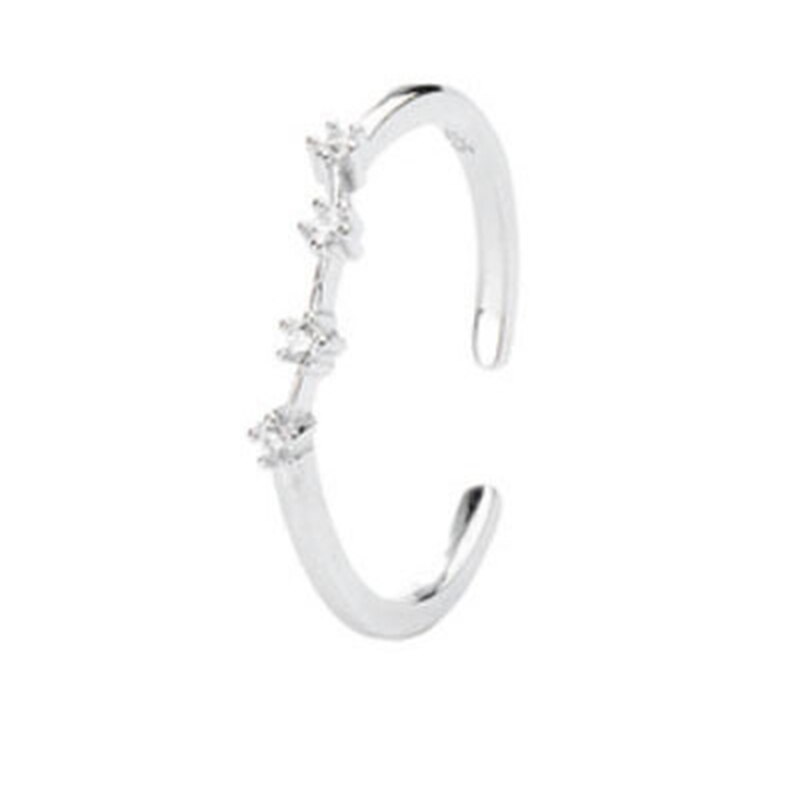 925 prata esterlina pino feminino estilo fresco e simples incrustado com pedra preciosa 12 constelações único anel: Aquarius