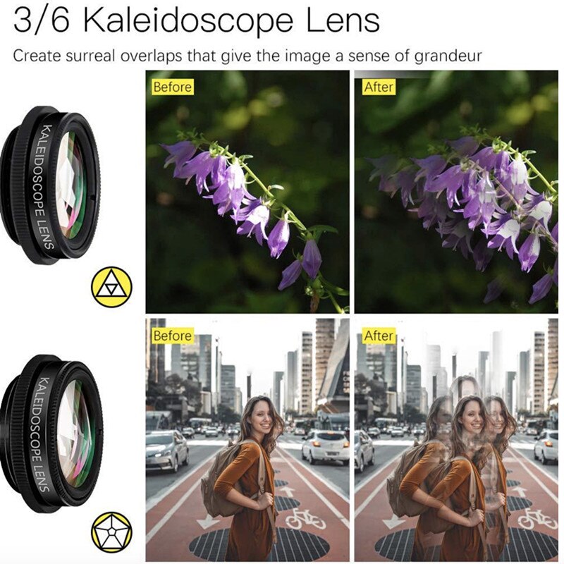 Fisheye Camera Lens 10 In 1 Mobiel Lens Kit Radiale Filter Caleidoscoop Lens 4-Lijn Star Filter Lens