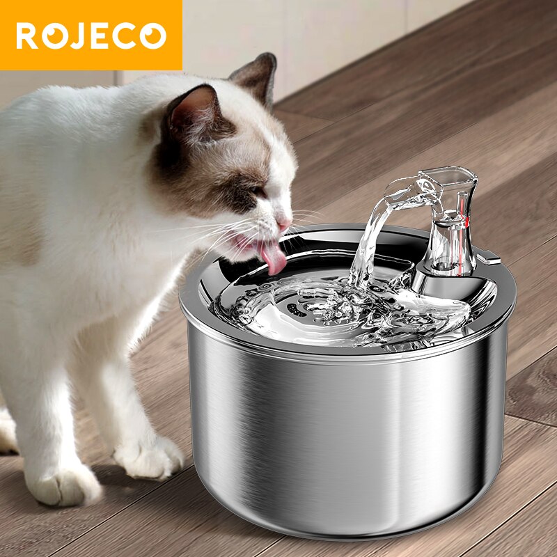 Rojeco Rvs Kat Fontein Voor Katten Drinker Kom Sensor Automatische Honden Water Dispenser Huisdieren Kat Drinkfontein