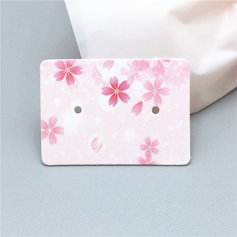 100 sztuk 2.5x3.5cm kolczyk karty opakowania stojak do kolczyków posiadacz karty karton papier typu Kraft tagi dla DIY biżuteria wyświetlacz: Pink flower