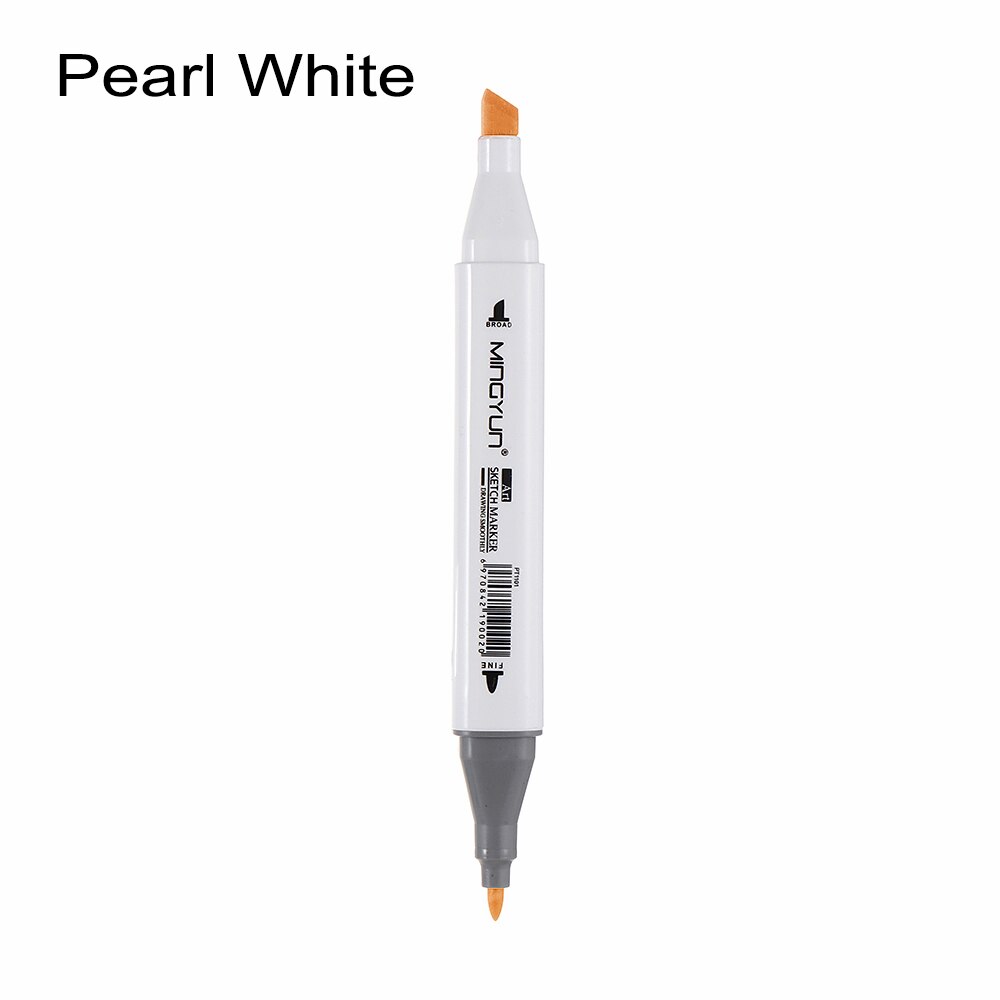 Marqueurs de couleurs Double tête 1 pièce | Brosse croquis peau brune série Portrait couleur dessin dessin dessin Manga Animation: Pearl White