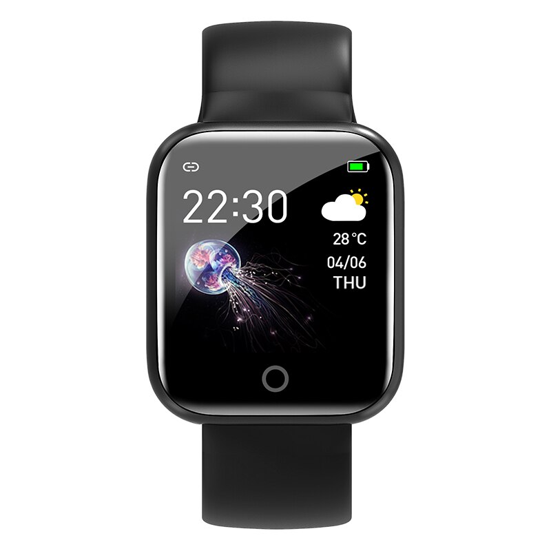 I5 smart watch vattentät pulsmätare fitness tracker blodtryck män kvinnor sport smartwatch för android ios pk iwo: Svart