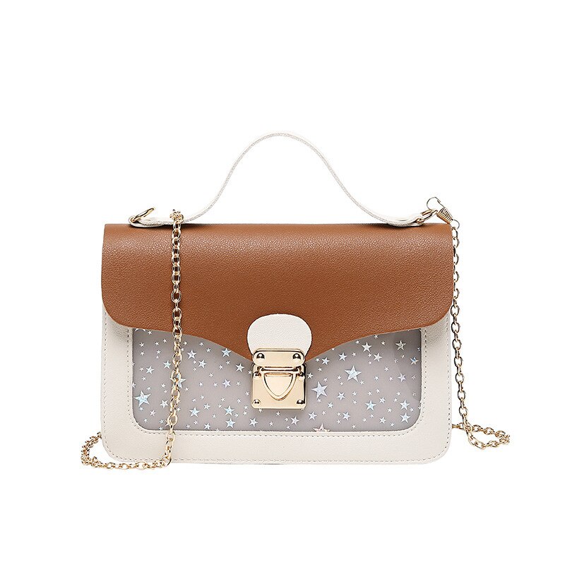 Women Mini Small Square Pack Shoulder Bag Star Sequin Messenger Crossbody Bag Clutch Wallet Handbags Pink: Brown