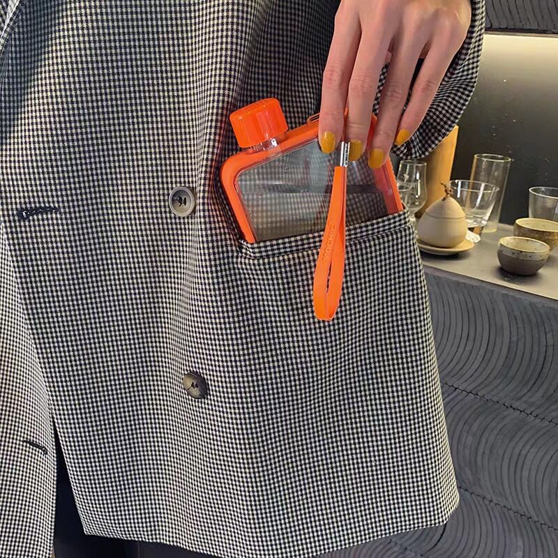 Ins 380ml A5 Flat Water Bottle Travel Hydro Flask Handbag Slim Cold Tritan Plastic Sports Camping Gym Fitness Outdoor