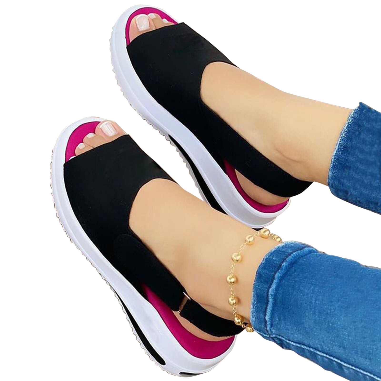 Frauen Sandalen gucken Zehe Plattformen Keile Sandalen Sport Schuhe Strand Offene spitze Schuhe Sandalen Босоножки Женские D4