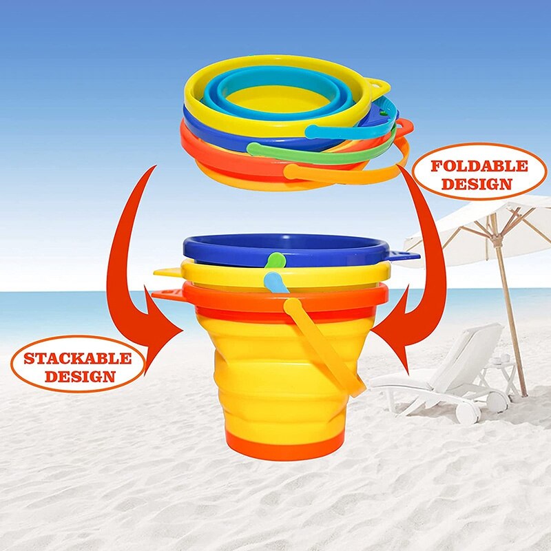 3 Pcs Opvouwbare Emmer, Kinderen Zand Emmer Set, Opvouwbare Emmer, Multi-purpose Strand, zand Emmer, Voor Strand Spelen, 2.5L