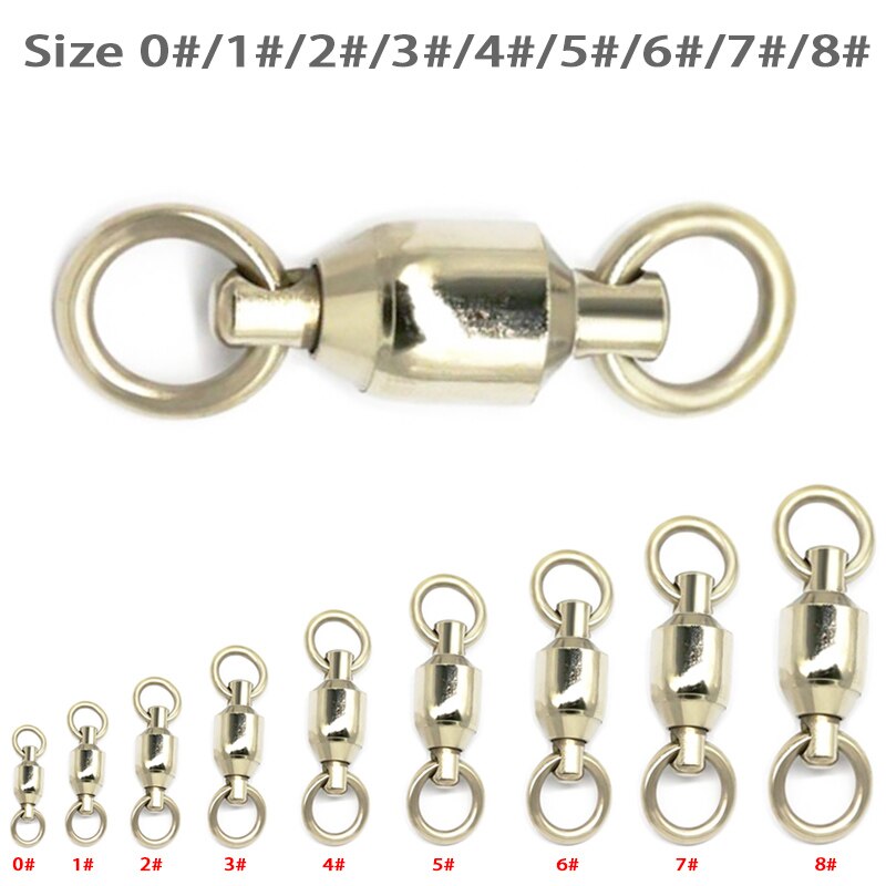 20 stk/parti i rustfritt stål, kraftig kulelagersvivel, 0# 1# 2# 3# 4#/5# 6# 7# 8#  solid ringkoblinger fiskeutstyr