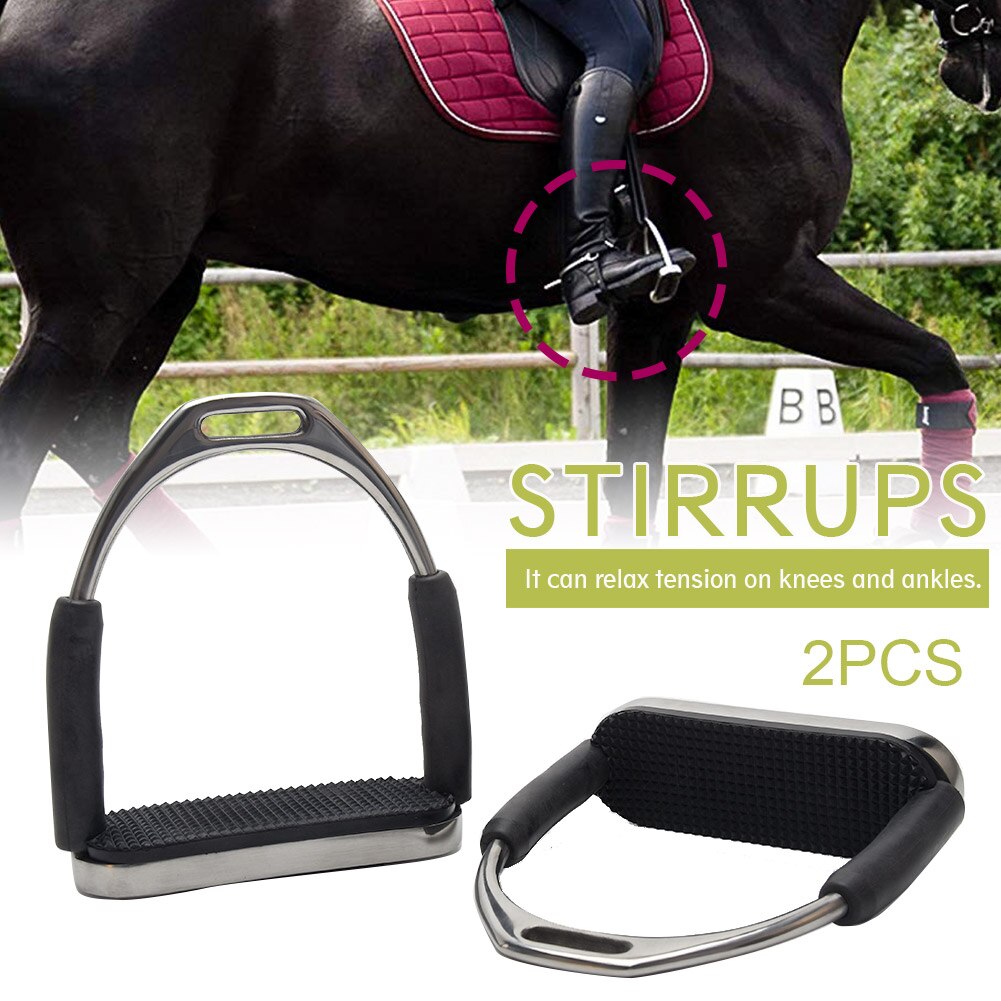 1 Pair Stirrups Sports Horse Riding Stainless Steel Saddle Pedals Safety Anti Slip Equipment Flexible Harness Supplies Folding