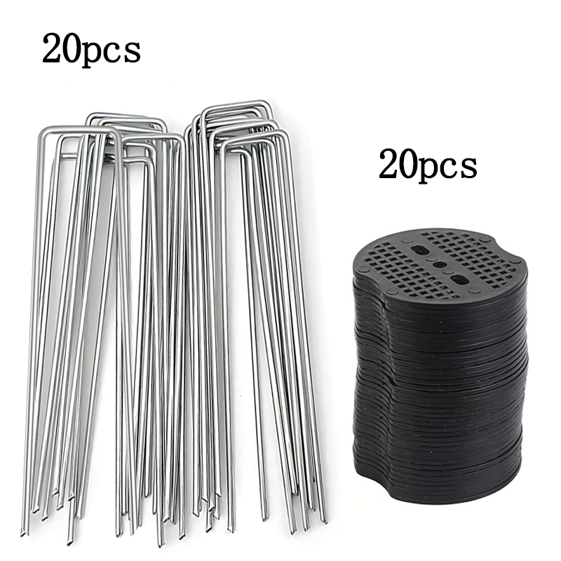 20/40 Uds estacas de jardín de acero inoxidable Metal plata clavos doblados herramientas de fijación de jardinería estacas de película enrejado clavos: Naranja